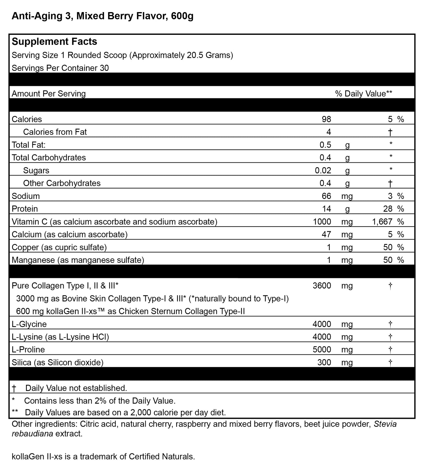 Dr. Venessa's Collagen Type I, II, II, 615G