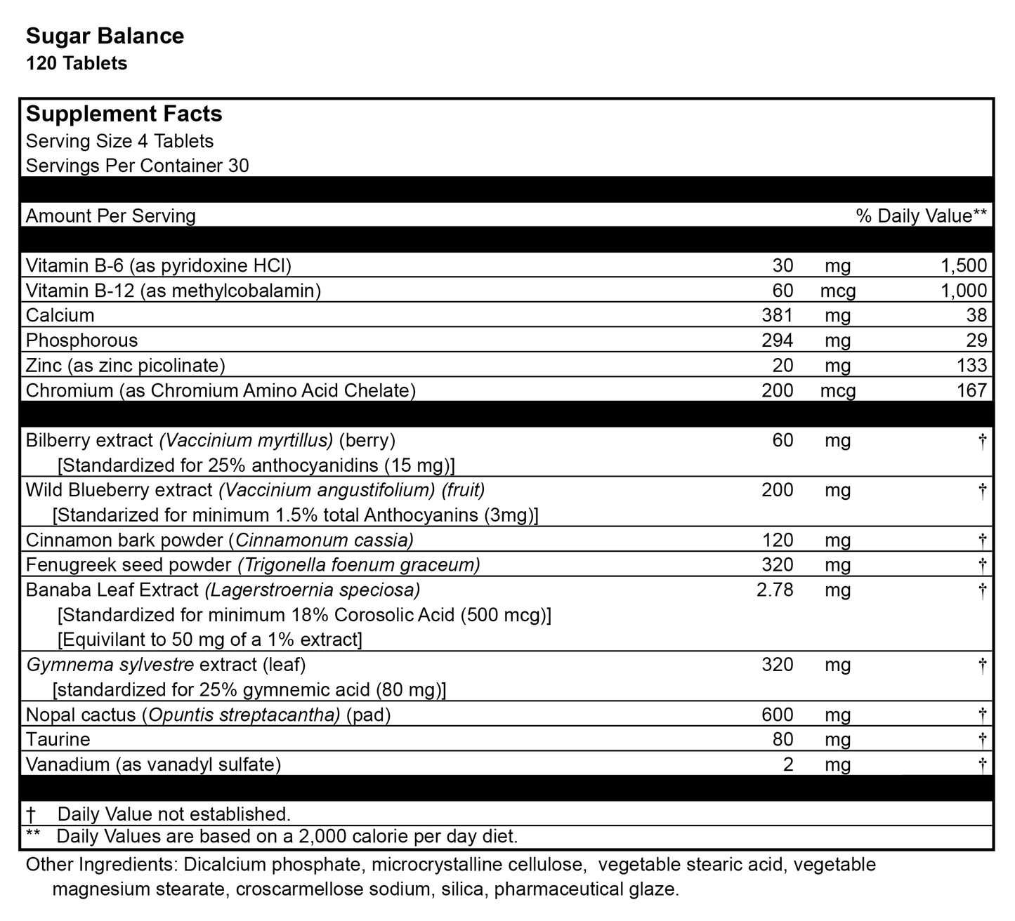 Sugar Balance 120 TABS